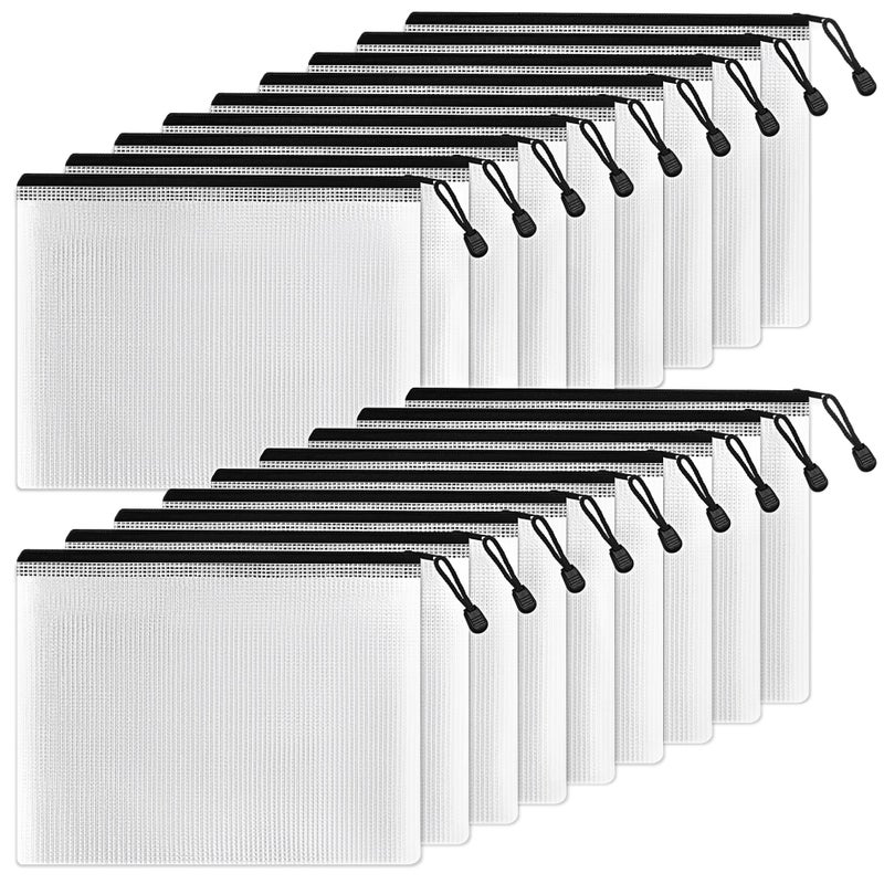 ساني حقيبة شبكية بلاستيكية بسحاب من SUNEE، مقاس 6.8 × 9.2 بوصة (أسود، عبوة من 18 قطعة)، حقيبة كبيرة جدًا مقاومة للماء بسحاب، مثالية لتنظيم وتخزين اللوازم المدرسية والمكتبية، والألغاز، والألعاب. - Image 1